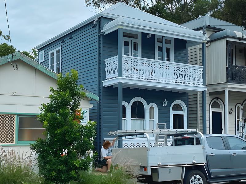 Two storey terrace exterior by Andrew Lindner Painting